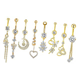 Maxbell 8 Pieces Belly Button Rings Piercing Jewelry Heart Butterfly for Gift