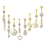 Maxbell 8 Pieces Belly Button Rings Piercing Jewelry Heart Butterfly for Gift