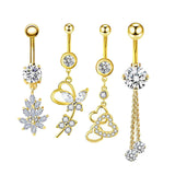 Maxbell 8 Pieces Belly Button Rings Piercing Jewelry Heart Butterfly for Gift