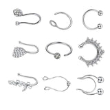 Maxbell 9Pcs Fashion Nose Rings u Shape Nose Studs Punk Style for Women Men Silver