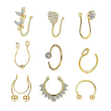 Maxbell 9Pcs Fashion Nose Rings u Shape Nose Studs Punk Style for Women Men Gold