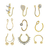 Maxbell 9Pcs Fashion Nose Rings u Shape Nose Studs Punk Style for Women Men Gold