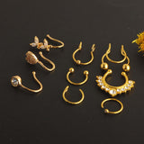 Maxbell 9Pcs Fashion Nose Rings u Shape Nose Studs Punk Style for Women Men Gold