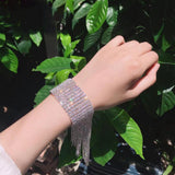 Maxbell Long Tassel Rhinestone Bracelet Women Bridal Gift for Wedding Daily Wear Gold