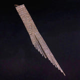 Maxbell Long Tassel Rhinestone Bracelet Women Bridal Gift for Wedding Daily Wear Silver