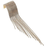 Maxbell Long Tassel Rhinestone Bracelet Women Bridal Gift for Wedding Daily Wear Silver