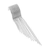 Maxbell Long Tassel Rhinestone Bracelet Women Bridal Gift for Wedding Daily Wear Silver