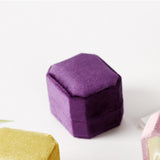 Maxbell Velvet Ring Box Case Geometric for Valentines Day Wedding Proposal Purple