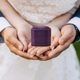 Maxbell Velvet Ring Box Case Geometric for Valentines Day Wedding Proposal Purple