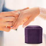 Maxbell Velvet Ring Box Case Geometric for Valentines Day Wedding Proposal Purple