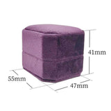 Maxbell Velvet Ring Box Case Geometric for Valentines Day Wedding Proposal Purple