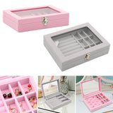 Maxbell Jewelry Organizer Box Gift Large Capacity for Earring Birthdays Wedding Pink