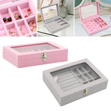 Maxbell Jewelry Organizer Box Gift Large Capacity for Earring Birthdays Wedding Pink