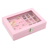 Maxbell Jewelry Organizer Box Gift Large Capacity for Earring Birthdays Wedding Pink