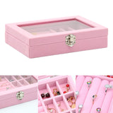 Maxbell Jewelry Organizer Box Gift Large Capacity for Earring Birthdays Wedding Pink