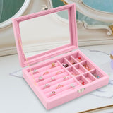 Maxbell Jewelry Organizer Box Gift Large Capacity for Earring Birthdays Wedding Pink