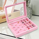 Maxbell Jewelry Organizer Box Gift Large Capacity for Earring Birthdays Wedding Pink