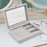 Maxbell Jewelry Organizer Box Gift Large Capacity for Earring Birthdays Wedding Gray