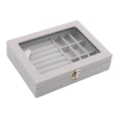 Maxbell Jewelry Organizer Box Gift Large Capacity for Earring Birthdays Wedding Gray