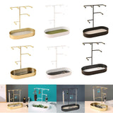 Maxbell Jewelry Organizer Stand Tray Display Rack for Rings Gold PU Leather Pad