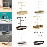 Maxbell Jewelry Organizer Stand Tray Display Rack for Rings Gold PU Leather Pad