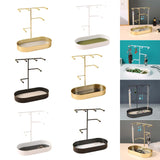 Maxbell Jewelry Organizer Stand Tray Display Rack for Rings Gold PU Leather Pad