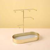 Maxbell Jewelry Organizer Stand Tray Display Rack for Rings Gold PU Leather Pad