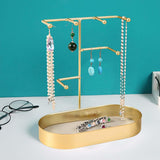 Maxbell Jewelry Organizer Stand Tray Display Rack for Rings Gold PU Leather Pad