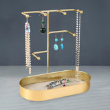 Maxbell Jewelry Organizer Stand Tray Display Rack for Rings Gold PU Leather Pad