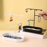 Maxbell Jewelry Organizer Stand Tray Display Rack for Rings Black PU Leather Pad