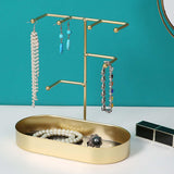 Maxbell Jewelry Organizer Stand Tray Display Rack for Rings Gold Marbling