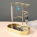 Maxbell Jewelry Organizer Stand Tray Display Rack for Rings Gold Marbling