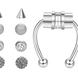 Maxbell Fake Nose Ring Magnetic Non Piercing Punk Style Fashion Gifts for Men Women Silver