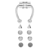 Maxbell Fake Nose Ring Magnetic Non Piercing Punk Style Fashion Gifts for Men Women Silver