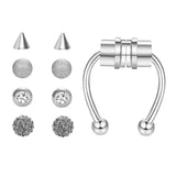Maxbell Fake Nose Ring Magnetic Non Piercing Punk Style Fashion Gifts for Men Women Silver