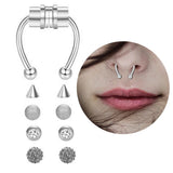 Maxbell Fake Nose Ring Magnetic Non Piercing Punk Style Fashion Gifts for Men Women Silver