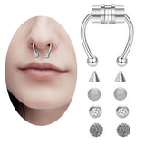 Maxbell Fake Nose Ring Magnetic Non Piercing Punk Style Fashion Gifts for Men Women Silver