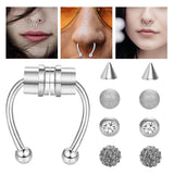 Maxbell Fake Nose Ring Magnetic Non Piercing Punk Style Fashion Gifts for Men Women Silver