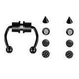 Maxbell Fake Nose Ring Magnetic Non Piercing Punk Style Fashion Gifts for Men Women Black