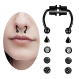 Maxbell Fake Nose Ring Magnetic Non Piercing Punk Style Fashion Gifts for Men Women Black