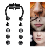 Maxbell Fake Nose Ring Magnetic Non Piercing Punk Style Fashion Gifts for Men Women Black