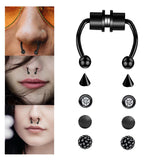 Maxbell Fake Nose Ring Magnetic Non Piercing Punk Style Fashion Gifts for Men Women Black