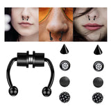 Maxbell Fake Nose Ring Magnetic Non Piercing Punk Style Fashion Gifts for Men Women Black