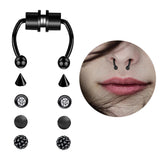 Maxbell Fake Nose Ring Magnetic Non Piercing Punk Style Fashion Gifts for Men Women Black