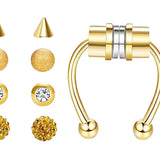 Maxbell Fake Nose Ring Magnetic Non Piercing Punk Style Fashion Gifts for Men Women Gold