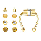 Maxbell Fake Nose Ring Magnetic Non Piercing Punk Style Fashion Gifts for Men Women Gold