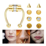 Maxbell Fake Nose Ring Magnetic Non Piercing Punk Style Fashion Gifts for Men Women Gold