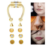 Maxbell Fake Nose Ring Magnetic Non Piercing Punk Style Fashion Gifts for Men Women Gold