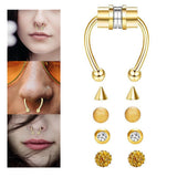 Maxbell Fake Nose Ring Magnetic Non Piercing Punk Style Fashion Gifts for Men Women Gold
