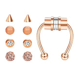 Maxbell Fake Nose Ring Magnetic Non Piercing Punk Style Fashion Gifts for Men Women Rose Gold